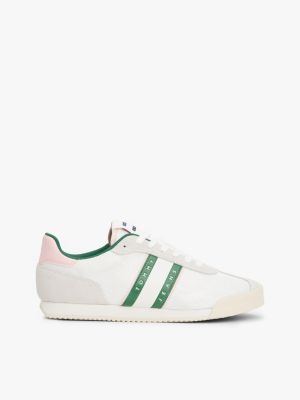 green mixed texture running trainers for women tommy jeans