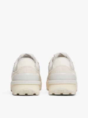 white suede cleat chunky trainers for women tommy jeans