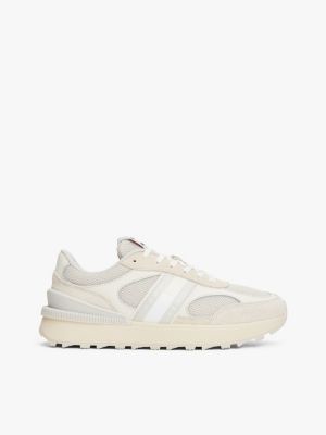 white suede cleat chunky trainers for women tommy jeans