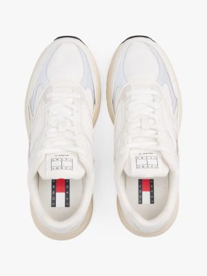 white archive mixed texture chunky trainers for women tommy jeans