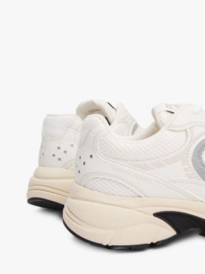 white archive mixed texture chunky trainers for women tommy jeans