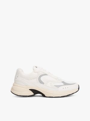 white archive mixed texture chunky trainers for women tommy jeans