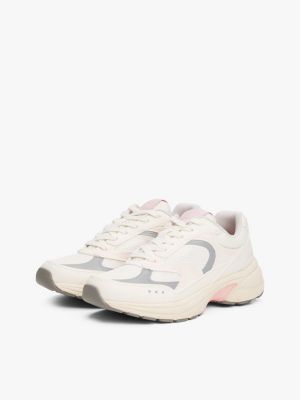 pink archive mixed texture chunky trainers for women tommy jeans