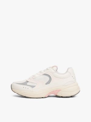 pink archive mixed texture chunky trainers for women tommy jeans