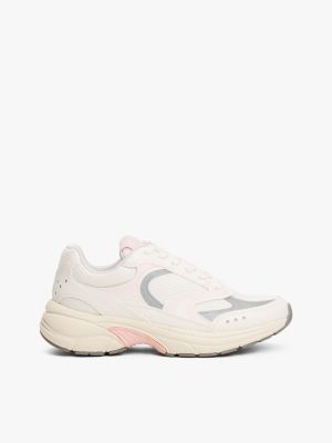 pink archive mixed texture chunky trainers for women tommy jeans