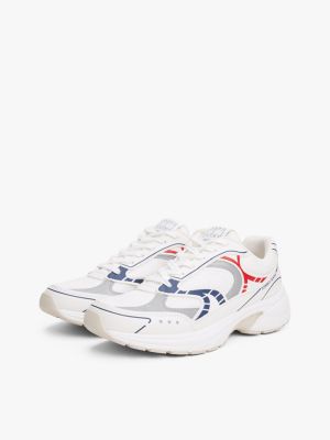 white archive mixed texture chunky trainers for women tommy jeans