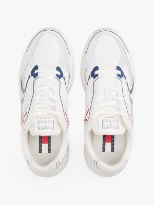 white archive mixed texture chunky trainers for women tommy jeans