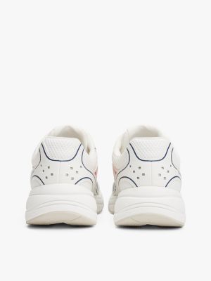 white archive mixed texture chunky trainers for women tommy jeans