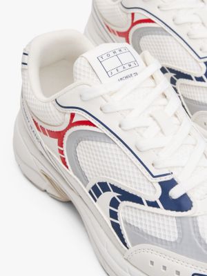 white archive mixed texture chunky trainers for women tommy jeans