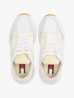 white archive mixed texture chunky trainers for women tommy jeans