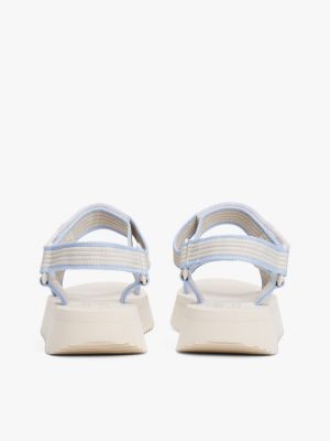 sandales compensées en toile crantées beige pour femmes tommy jeans
