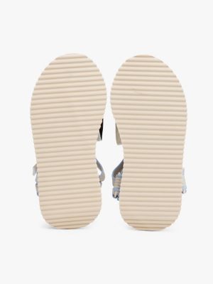 sandales compensées en toile crantées beige pour femmes tommy jeans