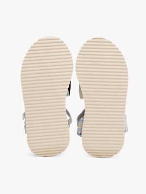 sandalias de plataforma con suela dentada beige de mujeres tommy jeans