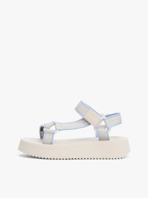 sandalias de plataforma con suela dentada beige de mujeres tommy jeans