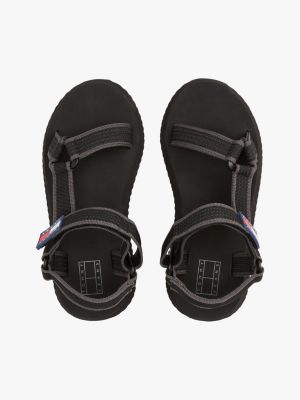 sandalias de plataforma con suela dentada negro de mujeres tommy jeans