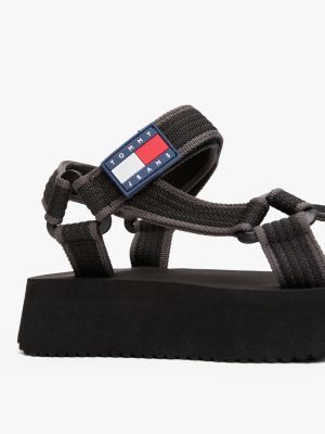 sandalias de plataforma con suela dentada negro de mujeres tommy jeans