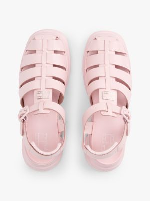 pink leather chunky cleat fisherman sandals for women tommy jeans