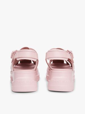 pink leather chunky cleat fisherman sandals for women tommy jeans