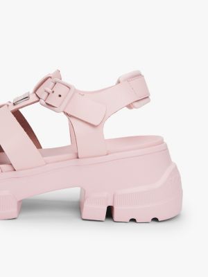 pink leather chunky cleat fisherman sandals for women tommy jeans