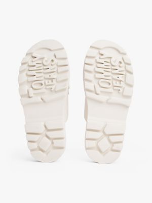 sandalias de piel con doble tira blanco de mujeres tommy jeans