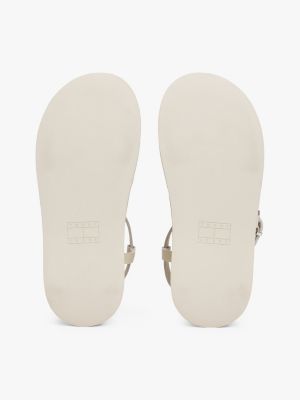 sandales en cuir compensées à brides blanc pour femmes tommy jeans