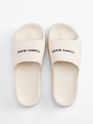 white logo chunky platform pool slides for women tommy jeans