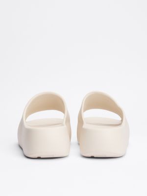 white logo chunky platform pool slides for women tommy jeans