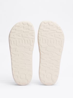 white logo chunky platform pool slides for women tommy jeans