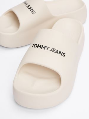 white logo chunky platform pool slides for women tommy jeans