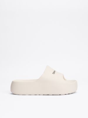 white logo chunky platform pool slides for women tommy jeans