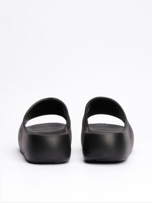 black logo chunky platform pool slides for women tommy jeans