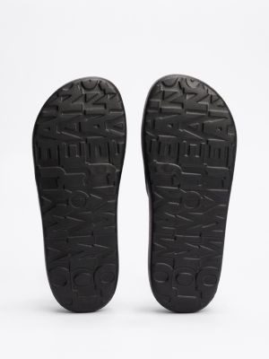 zwart badslipper met chunky plateauzool en logo voor dames - tommy jeans