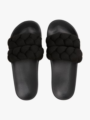 black braided strap slides for women tommy jeans