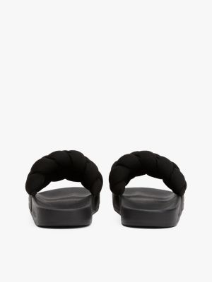 black braided strap slides for women tommy jeans