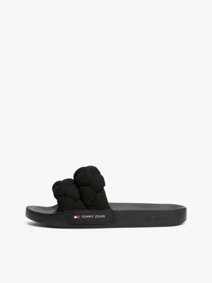 black braided strap slides for women tommy jeans