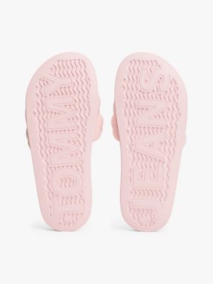 pink braided strap slides for women tommy jeans