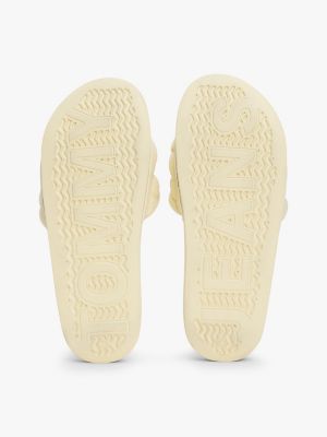 beige braided strap slides for women tommy jeans