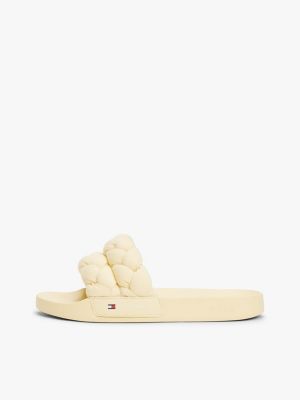 beige braided strap slides for women tommy jeans