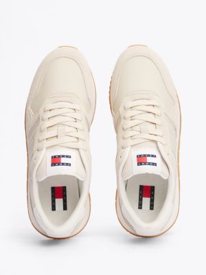 beige suede classic trainers for women tommy jeans