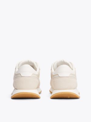 beige suede classic trainers for women tommy jeans