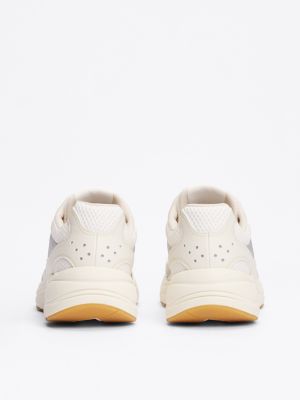 beige metallic contrast trainers for women tommy jeans