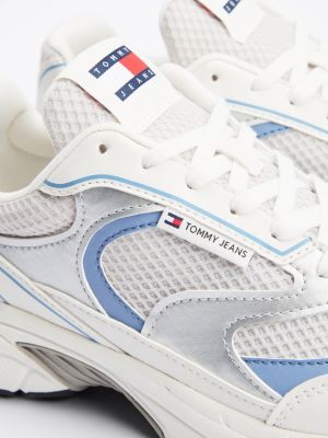 zapatillas con paneles metalizados blanco de mujeres tommy jeans