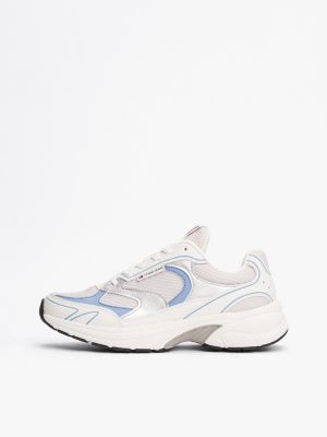 blue metallic contrast trainers for women tommy jeans