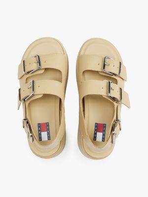 beige leather platform sandals for women tommy jeans