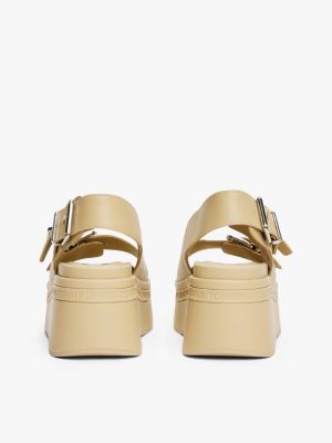 beige leather platform sandals for women tommy jeans