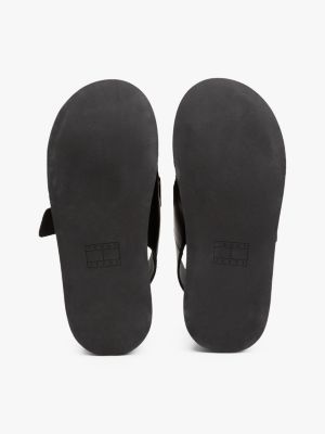 sandales en cuir compensées noir pour femmes tommy jeans