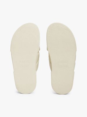 white padded strap platform slides for women tommy jeans