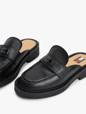 multi leather loafer mules for women tommy jeans