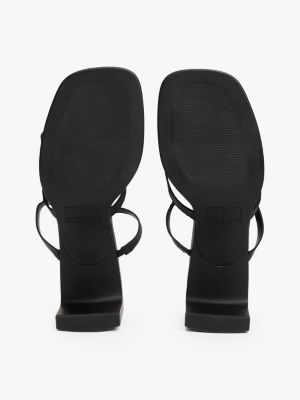 chaussures en cuir à talon carré noir pour femmes tommy jeans