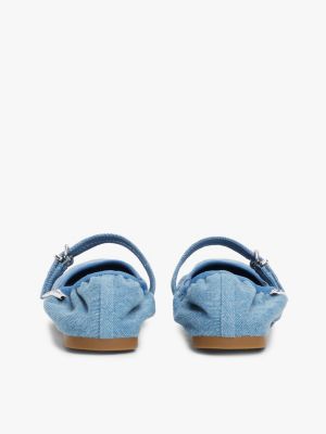 blue double strap denim ballerinas for women tommy jeans